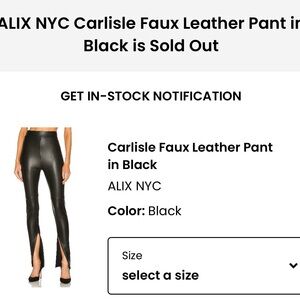 Black leather vegan pants, size M